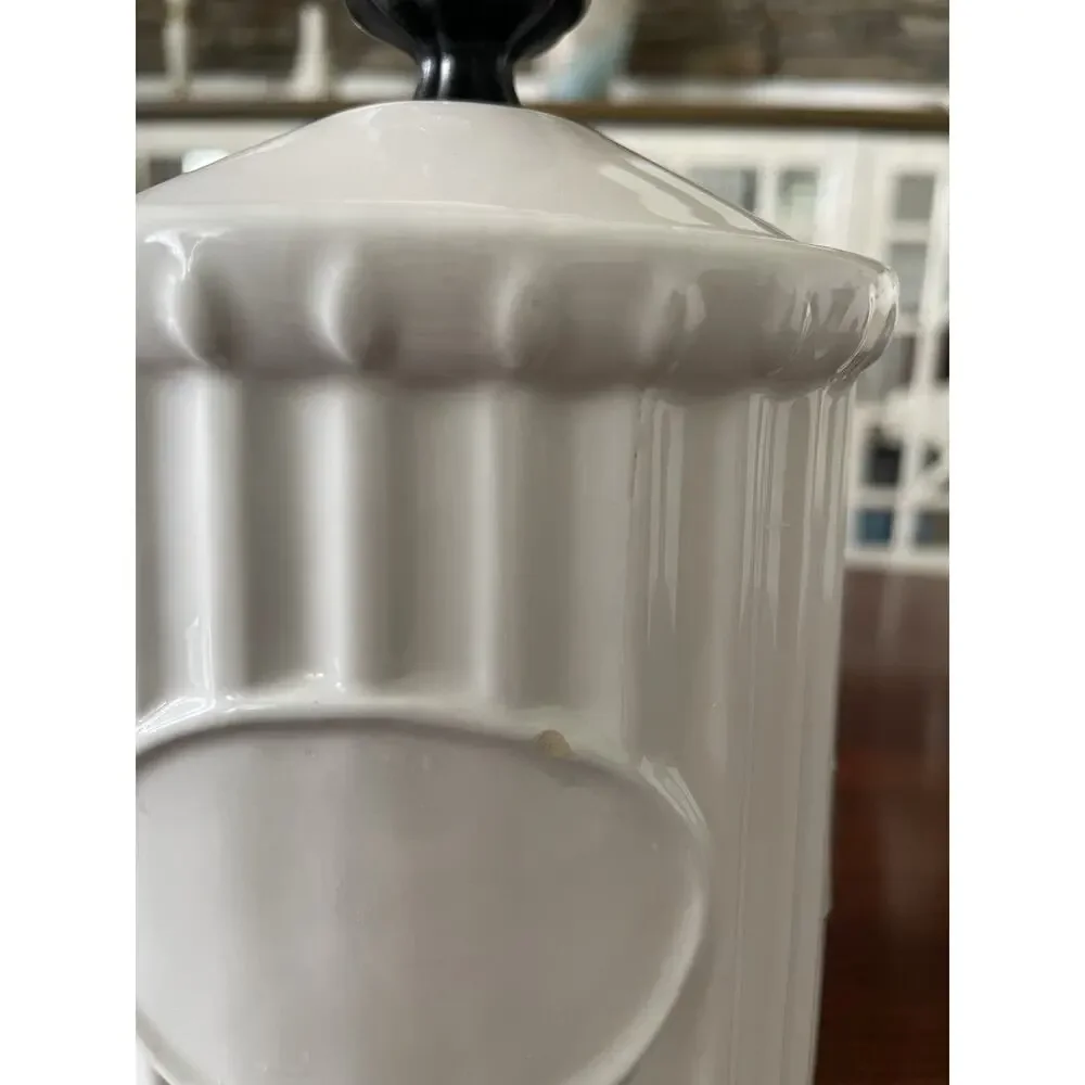 French Country Side Canister 8 Inch White